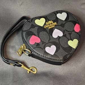 Coach Heart-Shaped Wristlet with Multicolor Hearts